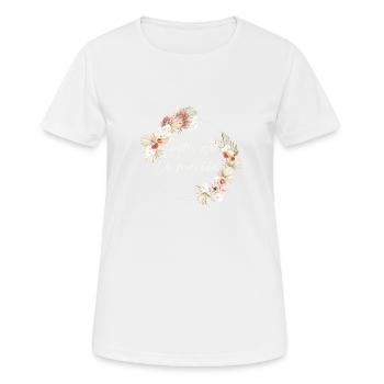 Team de la mariée couronne fleurs Boho - T-shirt respirant Femme - blanc - Devant - AI Model Female 172 dark (172cm)