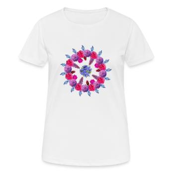Floral Mandala Red Blue Blossoms Floral Summer - Women's Breathable T-Shirt - white - Front - AI Model Female 172 dark (172cm)