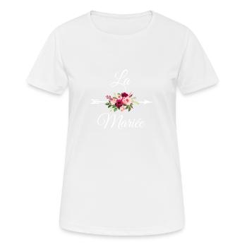 Der Brautpfeil Blumenstrauß - Frauen T-Shirt atmungsaktiv - Weiß - Vorne - AI Model Female 172 dark (172cm)