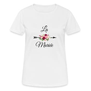 Der Brautpfeil Blumenstrauß - Frauen T-Shirt atmungsaktiv - Weiß - Vorne - AI Model Female 172 dark (172cm)