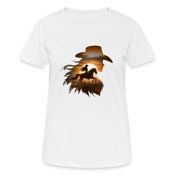 Cowboy Lustige Frauen Hut Wild Western Rodeo Texas - Frauen T-Shirt atmungsaktiv - Weiß - Vorne - AI Model Female 172 dark (172cm)