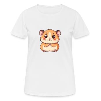 Hamster mignon avec de grands yeux - T-shirt respirant Femme - blanc - Devant - AI Model Female 172 dark (172cm)