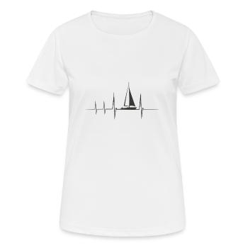 Segelboot Heartbeat Segelboot - Frauen T-Shirt atmungsaktiv - Weiß - Vorne - AI Model Female 172 dark (172cm)