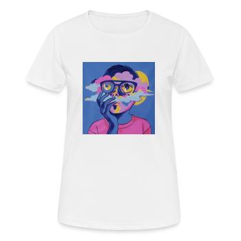Psychedelisches Gesicht - Frauen T-Shirt atmungsaktiv - Weiß - Vorne - AI Model Female 172 dark (172cm)