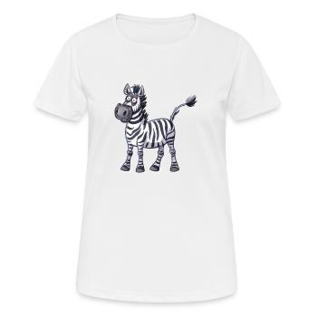 Lustiges Zebra Mit Einem Breiten Grinsen - Frauen T-Shirt atmungsaktiv - Weiß - Vorne - AI Model Female 172 dark (172cm)