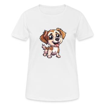 Verspielter Welpe Mit Kulleraugen - Frauen T-Shirt atmungsaktiv - Weiß - Vorne - AI Model Female 172 dark (172cm)