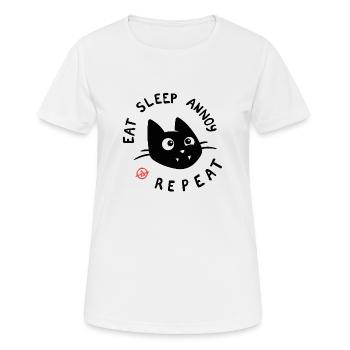 Essen, Schlafen, Ärgern, Wiederholen - Frauen T-Shirt atmungsaktiv - Weiß - Vorne - AI Model Female 172 dark (172cm)