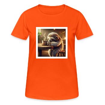 Café du matin paresseux - T-shirt respirant Femme - orange néon - Devant - AI Model Female 172 dark (172cm)