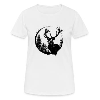 Hirsch réduit à l’essentiel - T-shirt respirant Femme - blanc - Devant - AI Model Female 172 dark (172cm)