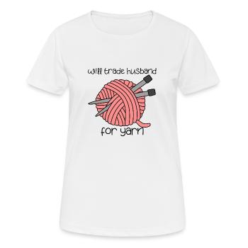 lustiges Garn Zitat stricken häkeln - Frauen T-Shirt atmungsaktiv - Weiß - Vorne - AI Model Female 172 dark (172cm)