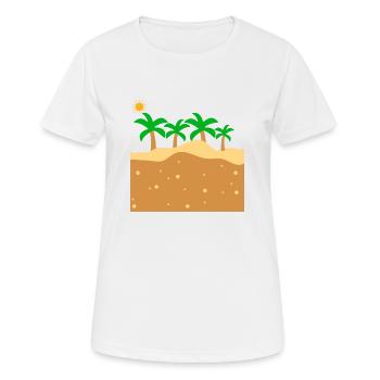 Strand mit Palmen unter der Sonne - Frauen T-Shirt atmungsaktiv - Weiß - Vorne - AI Model Female 172 dark (172cm)