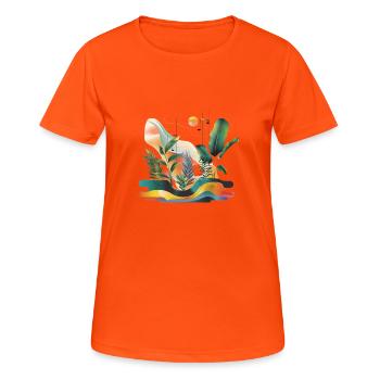 Plantes et musique - Impression de mode de haute qualité - T-shirt respirant Femme - orange néon - Devant - AI Model Female 172 dark (172cm)