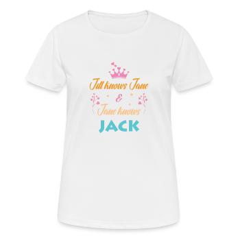 Lustiger Spruch - Jane knows Jack - Frauen T-Shirt atmungsaktiv - Weiß - Vorne - AI Model Female 172 dark (172cm)