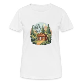 DAS IST MEIN GLÜCKLICHER ORT - Frauen T-Shirt atmungsaktiv - Weiß - Vorne - AI Model Female 172 dark (172cm)