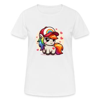 Adorable Rainbow Pony with Cap - Women's Breathable T-Shirt - white - Front - AI Model Female 172 dark (172cm)