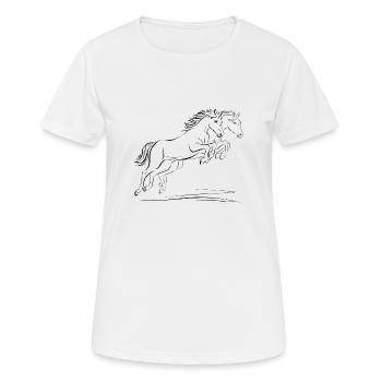 Zwei Pferde - Frauen T-Shirt atmungsaktiv - Weiß - Vorne - AI Model Female 172 dark (172cm)