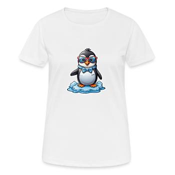 Pinguin mit Brille - Frauen T-Shirt atmungsaktiv - Weiß - Vorne - AI Model Female 172 dark (172cm)