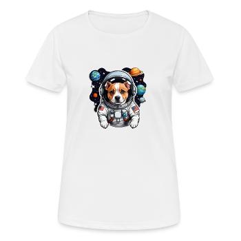 Chien de l’espace avec des planètes - T-shirt respirant Femme - blanc - Devant - AI Model Female 172 dark (172cm)