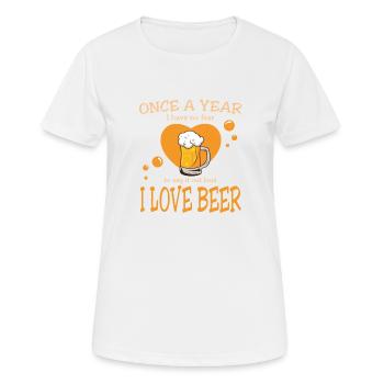 Ich liebe Bier - Once a year I love beer Spruch - Frauen T-Shirt atmungsaktiv - Weiß - Vorne - AI Model Female 172 dark (172cm)