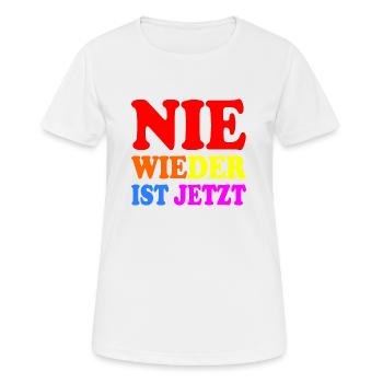 Nie wieder ist jetzt - Frauen T-Shirt atmungsaktiv - Weiß - Vorne - AI Model Female 172 dark (172cm)