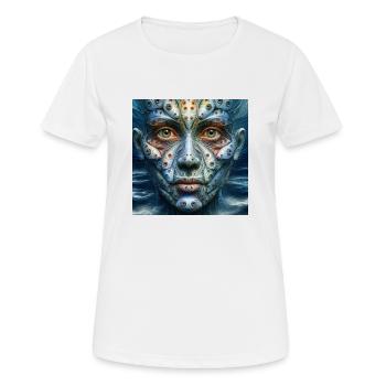 Gesicht mit Fischaugen - Frauen T-Shirt atmungsaktiv - Weiß - Vorne - AI Model Female 172 dark (172cm)