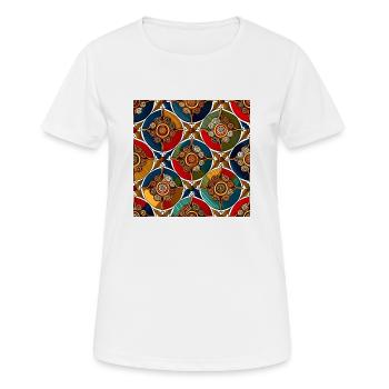 Modernes Ajrakh-Muster - Frauen T-Shirt atmungsaktiv - Weiß - Vorne - AI Model Female 172 dark (172cm)
