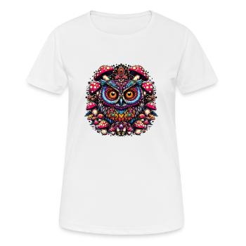Psychedelische Eule - Frauen T-Shirt atmungsaktiv - Weiß - Vorne - AI Model Female 172 dark (172cm)