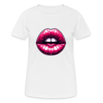 Sexy rosa Lippen - Frauen T-Shirt atmungsaktiv - Weiß - Vorne - AI Model Female 172 dark (172cm)