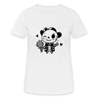squelette avec fleurs - T-shirt respirant Femme - blanc - Devant - AI Model Female 172 dark (172cm)