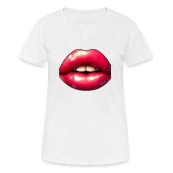 Sexy rote Lippen - Frauen T-Shirt atmungsaktiv - Weiß - Vorne - AI Model Female 172 dark (172cm)