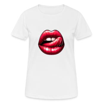 Lips-Tongues - Expressive Language - Women's Breathable T-Shirt - white - Front - AI Model Female 172 dark (172cm)