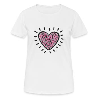 Leo Print Herz in rosa pink. Scheinendes Herz! - Frauen T-Shirt atmungsaktiv - Weiß - Vorne - AI Model Female 172 dark (172cm)