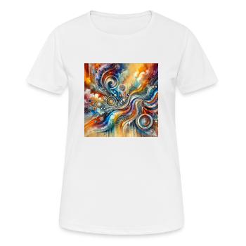 Farbenpraechtige Sinfonie - Abstraktes Gemälde - Frauen T-Shirt atmungsaktiv - Weiß - Vorne - AI Model Female 172 dark (172cm)