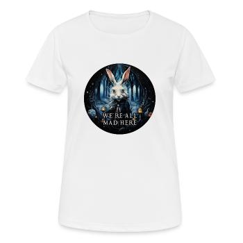 Weißes Kaninchen Alice im Wunderland verrückt - Frauen T-Shirt atmungsaktiv - Weiß - Vorne - AI Model Female 172 dark (172cm)