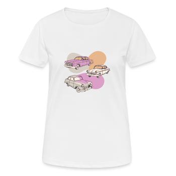 Retro Cars der 50er Jahre - Frauen T-Shirt atmungsaktiv - Weiß - Vorne - AI Model Female 172 dark (172cm)