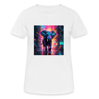 Neon Elefant - Frauen T-Shirt atmungsaktiv - Weiß - Vorne - AI Model Female 172 dark (172cm)