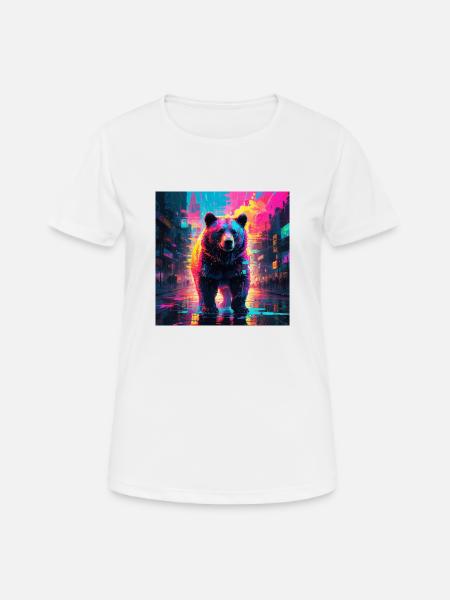 Neon Bear - Women's Breathable T-Shirt - white