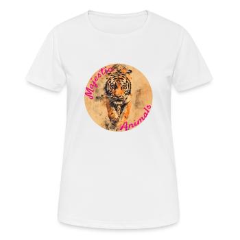 Majestic Animals: Stalking Tiger - Women's Breathable T-Shirt - white - Front - AI Model Female 172 dark (172cm)