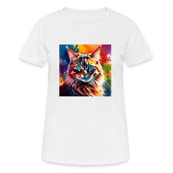 Katze farbig 1 - Frauen T-Shirt atmungsaktiv - Weiß - Vorne - AI Model Female 172 dark (172cm)