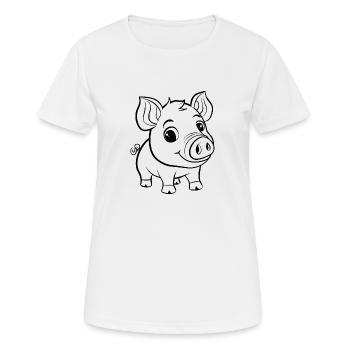 Schwein Schweinchen - Frauen T-Shirt atmungsaktiv - Weiß - Vorne - AI Model Female 172 dark (172cm)