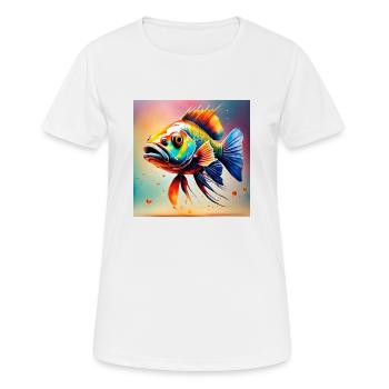 Fisch farbig - Frauen T-Shirt atmungsaktiv - Weiß - Vorne - AI Model Female 172 dark (172cm)