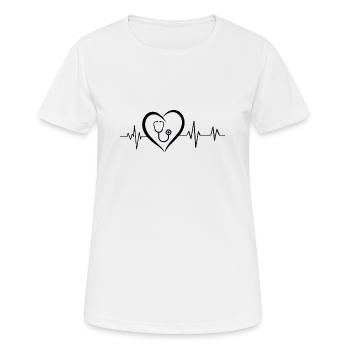 battement de cœur stéthoscope - T-shirt respirant Femme - blanc - Devant - AI Model Female 172 dark (172cm)