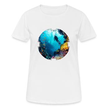 Tauchen in farbenfrohen Korallenriffen - Frauen T-Shirt atmungsaktiv - Weiß - Vorne - AI Model Female 172 dark (172cm)