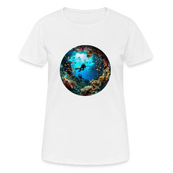La plongée comme porte d’entrée sur la mer - T-shirt respirant Femme - blanc - Devant - AI Model Female 172 dark (172cm)