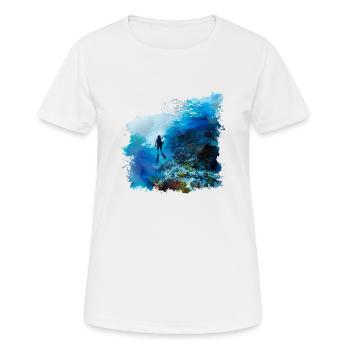 Schwerelos gleiten beim Tauchen - Frauen T-Shirt atmungsaktiv - Weiß - Vorne - AI Model Female 172 dark (172cm)