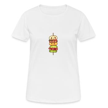 Colorful vegetable skewer kebab skewer in cartoon style - Women's Breathable T-Shirt - white - Front - AI Model Female 172 dark (172cm)
