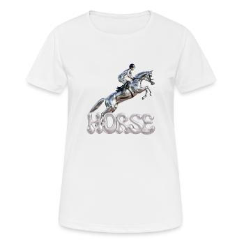 Springreiter Chrom 1 - Frauen T-Shirt atmungsaktiv - Weiß - Vorne - AI Model Female 172 dark (172cm)