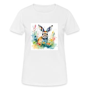 Hase farbig - Frauen T-Shirt atmungsaktiv - Weiß - Vorne - AI Model Female 172 dark (172cm)