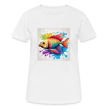 Fisch farbig traurig - Frauen T-Shirt atmungsaktiv - Weiß - Vorne - AI Model Female 172 dark (172cm)
