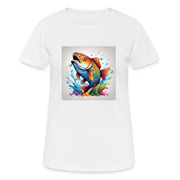 Forelle Fisch farbig - Frauen T-Shirt atmungsaktiv - Weiß - Vorne - AI Model Female 172 dark (172cm)